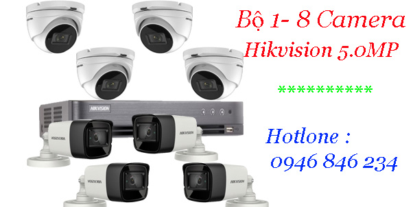 Lắp đặt trọn bộ 8 camera hikvision 5mp độ nét cao