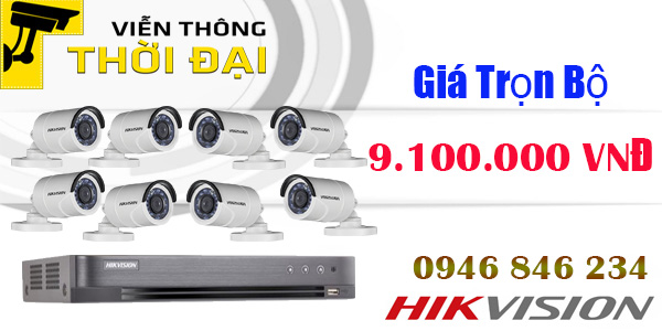 Trọn bộ 8 camera hikvision 2.0mp